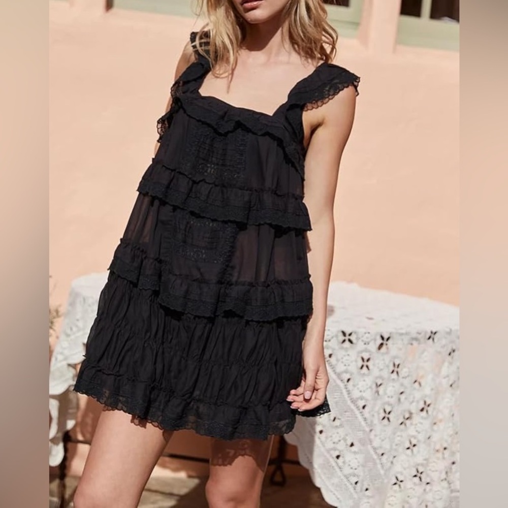 Chic Black Ruffle Backless Dress - image 6